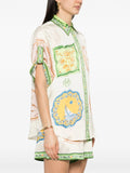 Alemais Silk Cream Multicoloured Print Short Sleeve Shirt 3