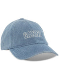 Ganni Blue White Denim Logo Cap