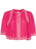 Marant Etoile Pink White Embroidered Top