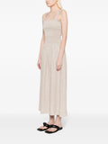 Faithfull The Brand Beige Shirred Sleeveless Midi Dress 2