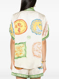 Alemais Silk Cream Multicoloured Print Short Sleeve Shirt 2