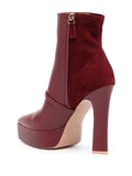 Malone Souliers Red Leather Suede Heeled Ankle Boots 2