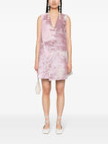 Stine Goya Metallic Pink Jacquard Sleeveless V-neck Mini Dress 1
