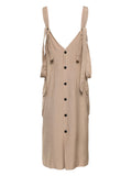 Stine Goya Brown Buttoned Utility Midi Dress 1