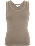 Grey And Green Toned 'Poppy' Ribbed Vest