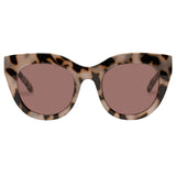 Le Specs Light Brown Rose Tortoiseshell Thick Cat Eye Sunglasses