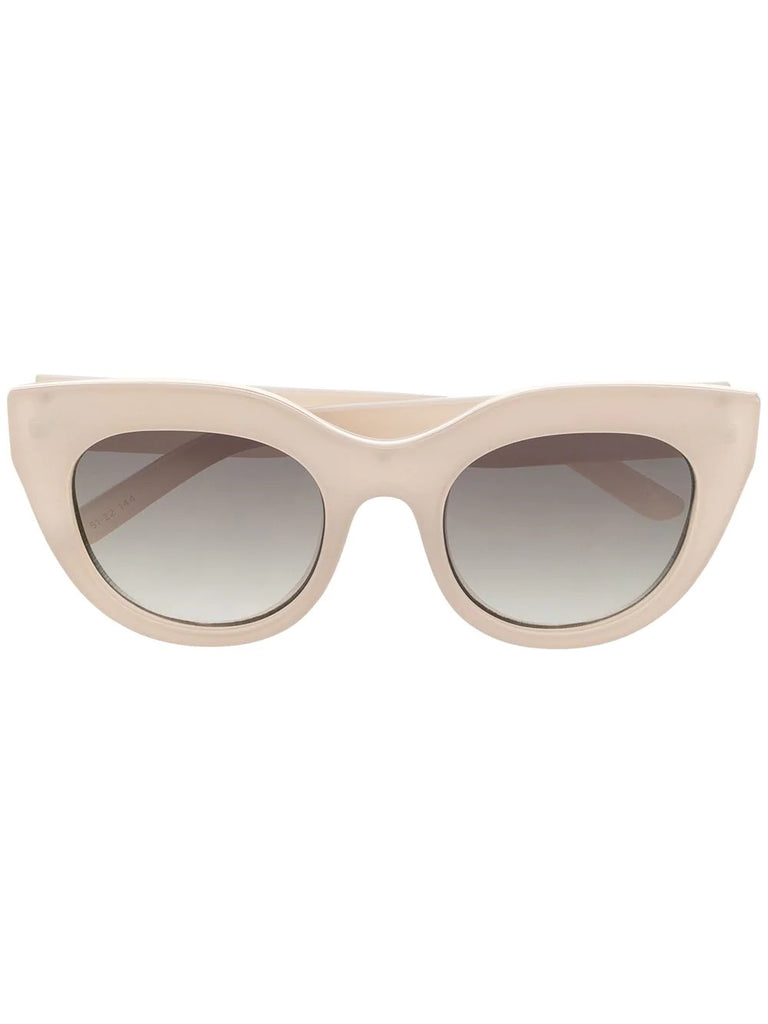 Le Specs Cream Thick Cat Eye Sunglasses