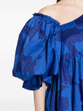 Aje Blue Floral Ruffled Asymmetric Mini Dress 4