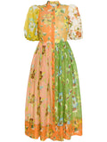 Alemais Multicoloured Floral Short Puffed Sleeve Maxi Dress