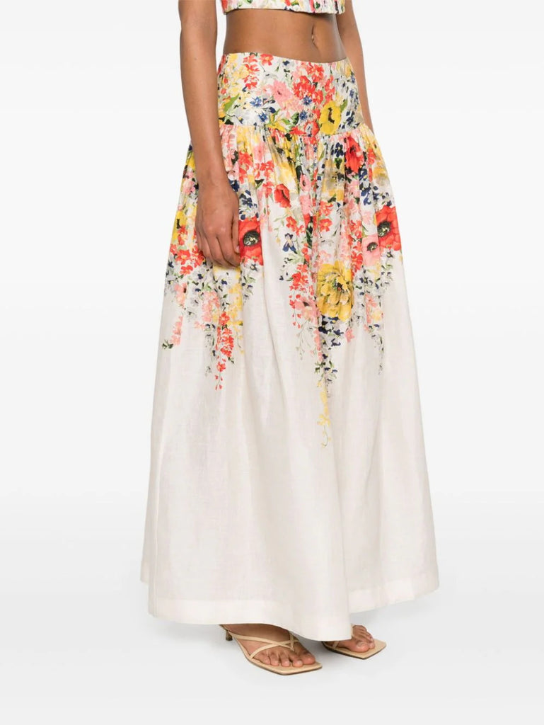 Zimmermann White Multicoloured Floral Maxi Skirt 2