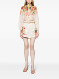 Zimmermann White Multicoloured Floral Belted Shorts 1
