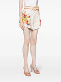 Zimmermann White Multicoloured Floral Belted Shorts 2