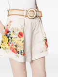 Zimmermann White Multicoloured Floral Belted Shorts 4
