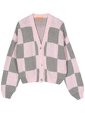 Stine Goya Pink Grey Checked Button Cardigan