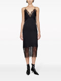 Anine Bing Black Lace Trim V-neck Midi Slip Dress 1