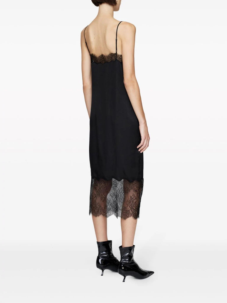 Anine Bing Black Lace Trim V-neck Midi Slip Dress 2