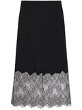 Anine Bing Black Lace Trim Midi Skirt
