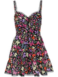 Charo Ruiz Ibiza Black Multicoloured Butterfly Print Mini Dress