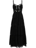 Charo Ruiz Ibiza Black Sleeveless Lace Embroidered Thin Shoulder Strap Maxi Dress
