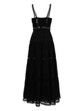 Charo Ruiz Ibiza Black Sleeveless Lace Embroidered Thin Shoulder Strap Maxi Dress 1