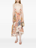 Zimmermann Multicoloured Floral Lace Trim V-neck Asymmetric Midi Dress 1