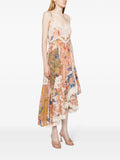 Zimmermann Multicoloured Floral Lace Trim V-neck Asymmetric Midi Dress 2