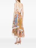 Zimmermann Multicoloured Floral Lace Trim V-neck Asymmetric Midi Dress 3