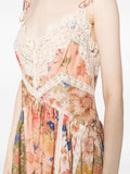 Zimmermann Multicoloured Floral Lace Trim V-neck Asymmetric Midi Dress 4
