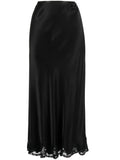 Rixo Black Lace Hem Midi Skirt