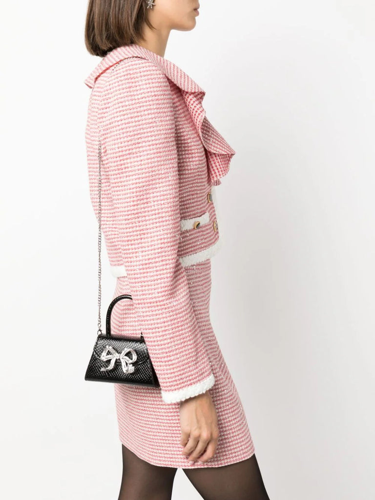 Self-Portrait The Bow Micro Faux Fur Tote Bag in Pink