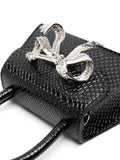 'Black Python Diamanté Bow Micro Bag'