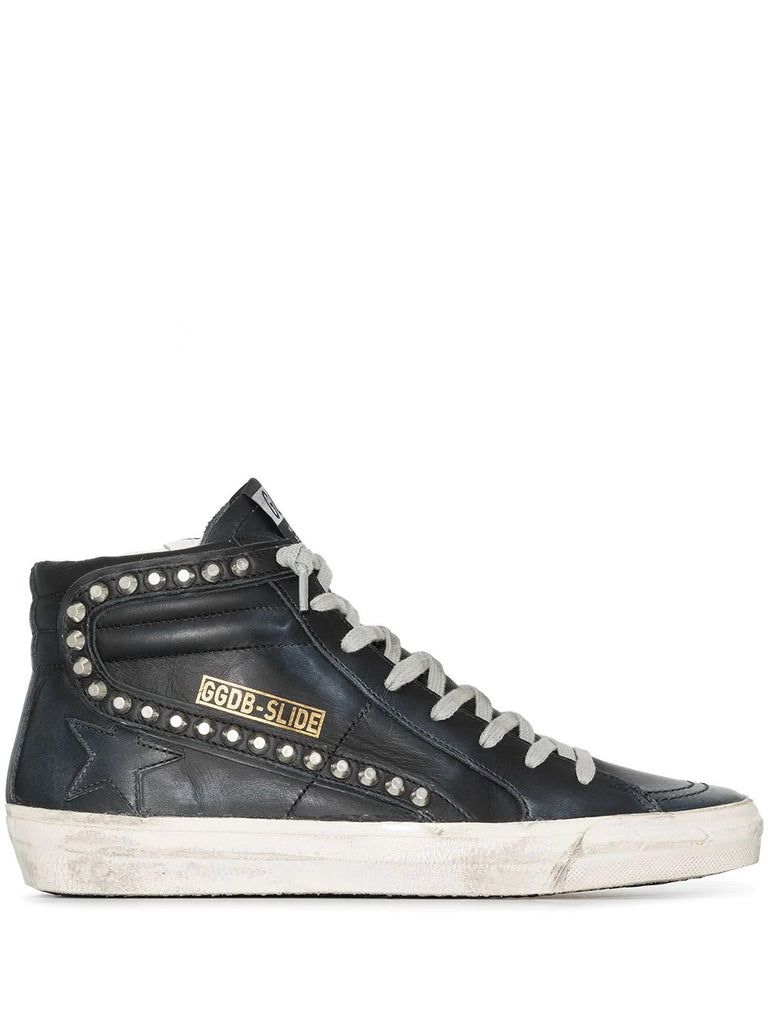 'Black Studded High Top Trainers'