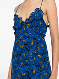 Faithfull The Brand Blue Yellow Floral V-neck Midi Dress 4