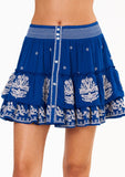 M.A.B.E Blue White Embroidered Tiered Mini Skirt 4