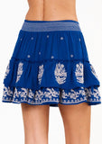 M.A.B.E Blue White Embroidered Tiered Mini Skirt 1