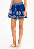 M.A.B.E Blue White Embroidered Tiered Mini Skirt 2