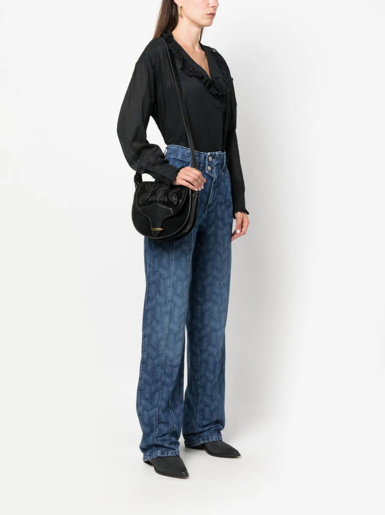 Isabel Marant Black Embroidered Shoulder Bag 1