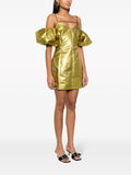 Stine Goya Gold Off The Shoulder Puffed Sleeve Mini Dress 2