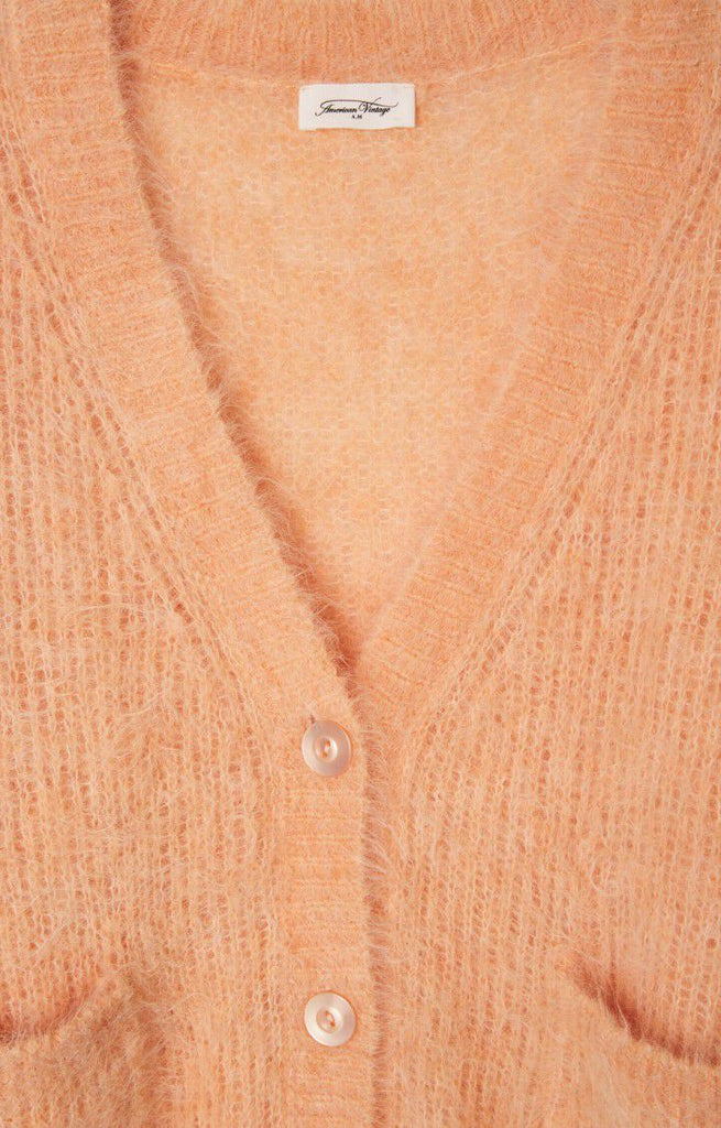 American Vintage Orange V-neck Buttoned Cardigan 1