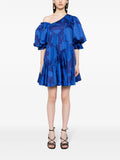 Aje Blue Floral Ruffled Asymmetric Mini Dress 1