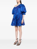 Aje Blue Floral Ruffled Asymmetric Mini Dress 2