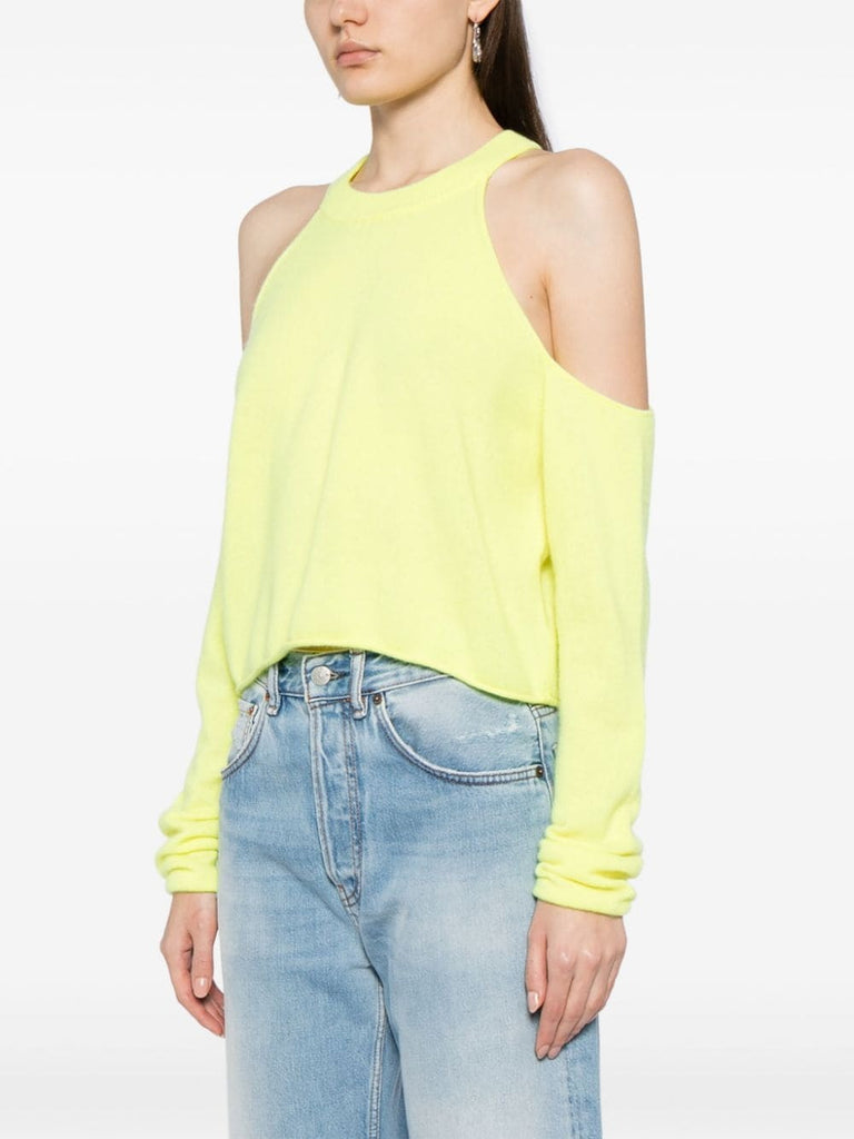 Crush Yellow Cold Shoulder Knit Top 2