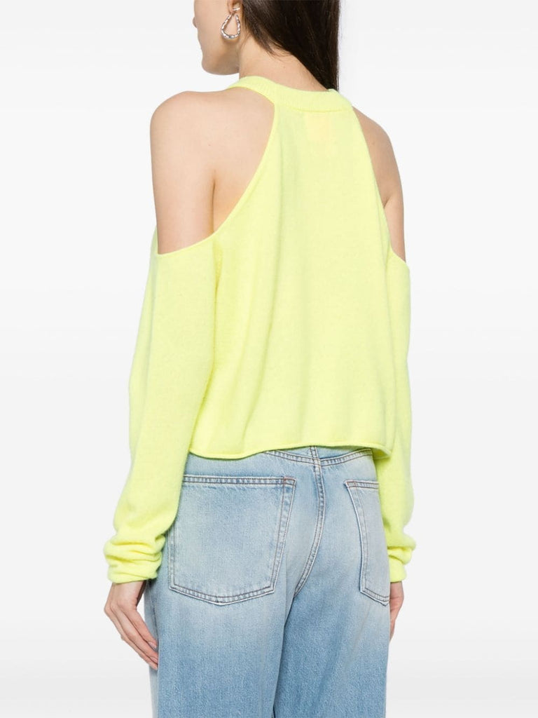 Crush Yellow Cold Shoulder Knit Top 3