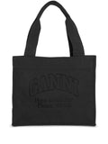 Ganni Black Logo Slogan Tote Bag