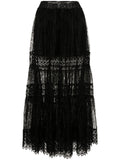Charo Ruiz Ibiza Black Lace Sheer Maxi Skirt