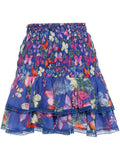 Charo Ruiz Ibiza Blue Multicoloured Butterfly Print Tiered Mini Skirt 1