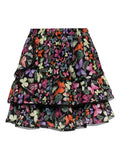 Charo Ruiz Ibiza Black Multicoloured Butterfly Print Ruffled Mini Skirt 1