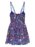 Charo Ruiz Ibiza Blue Multicoloured Butterfly Print Tiered Mini Dress 1