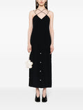 Stine Goya Black Pearl Embellished Crossover Strap Maxi Dress 1