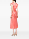 Rixo Orange Cream Lace Trim V-neck Short Sleeve Midi Dress 3
